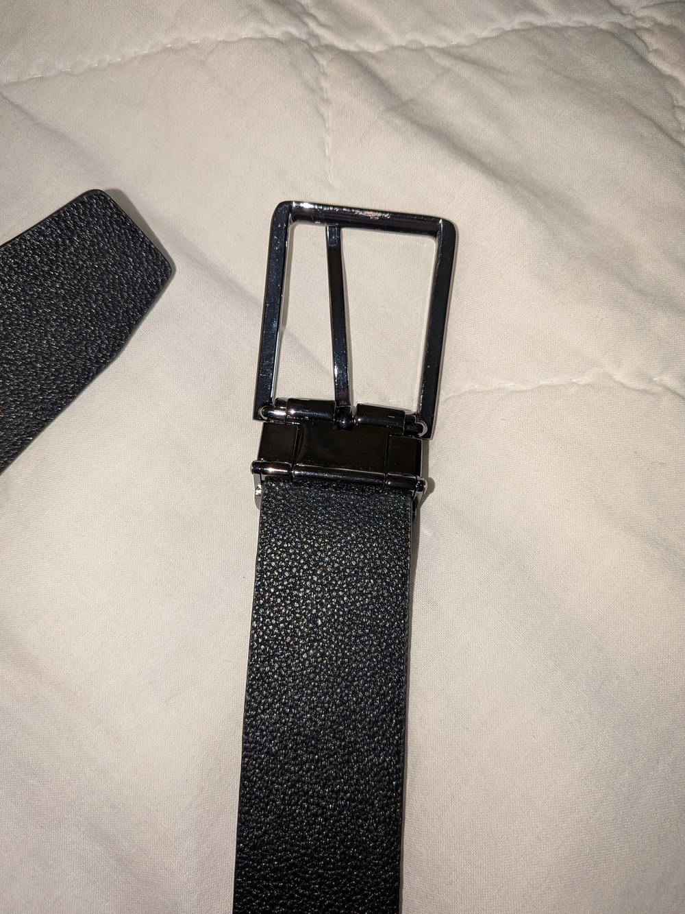 Armani Exchange Dark Green  Textured Leather Belt with Subtle A/X Logo